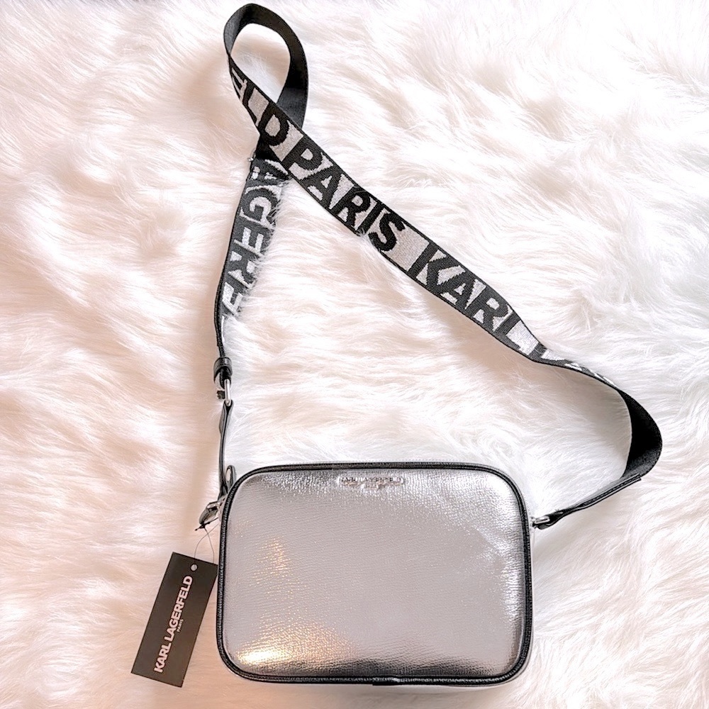 Karl Lagerfeld silver purse NWT